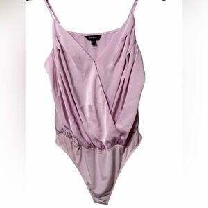 Express Satin Wrap Bodysuit in Soft Lilac